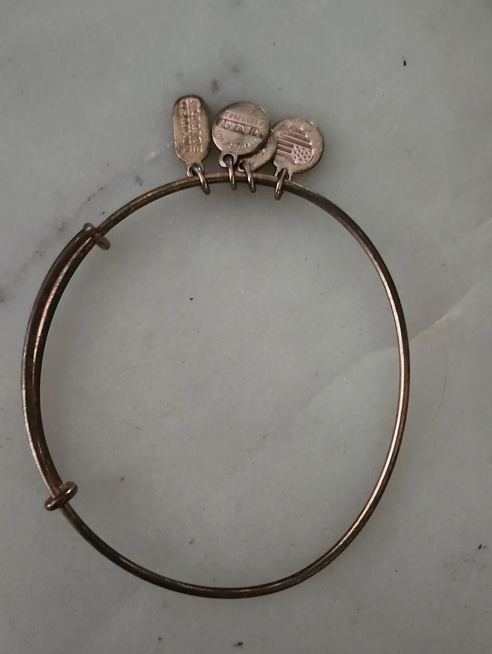 Alex and Ani Turquoise Beaded Bangle, Dolphin Charm Bangle, & Gold Tone Bangle